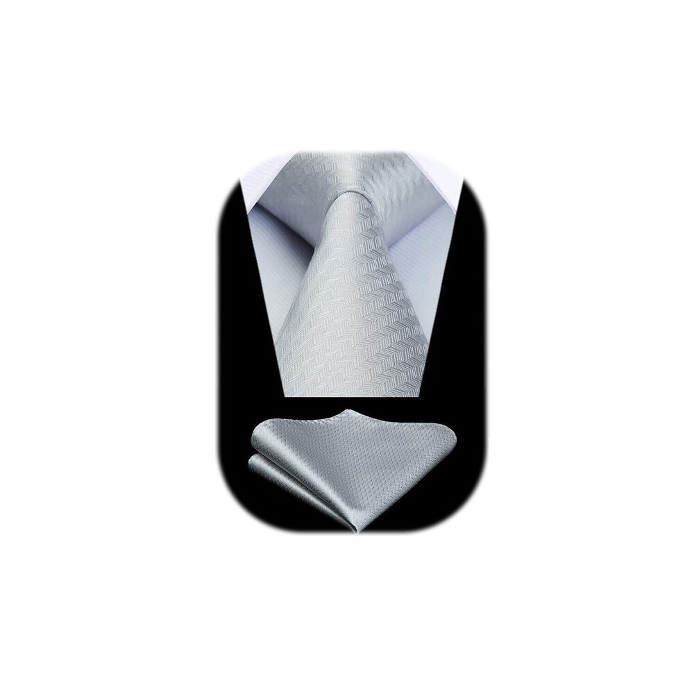 7881 Silver Ties Wedding Grey Silk Woven Tie and Pocket Square Set Gray